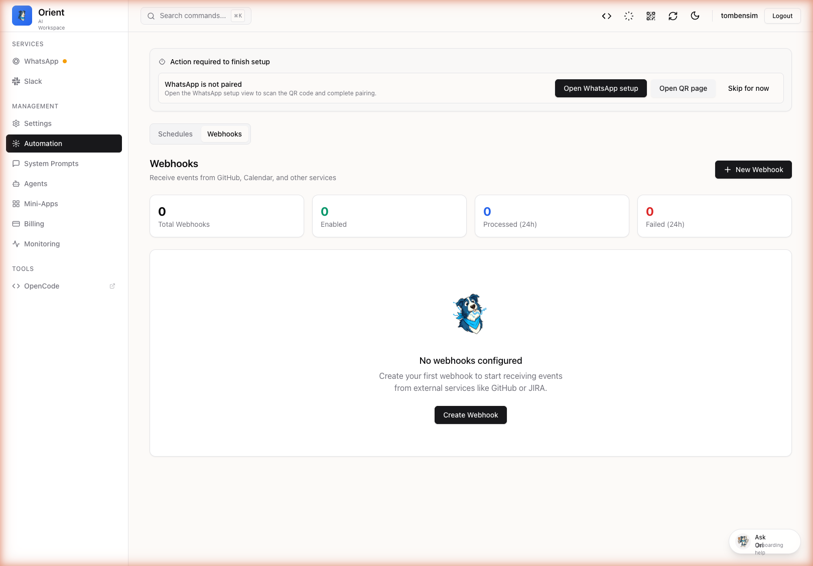 Webhooks Dashboard