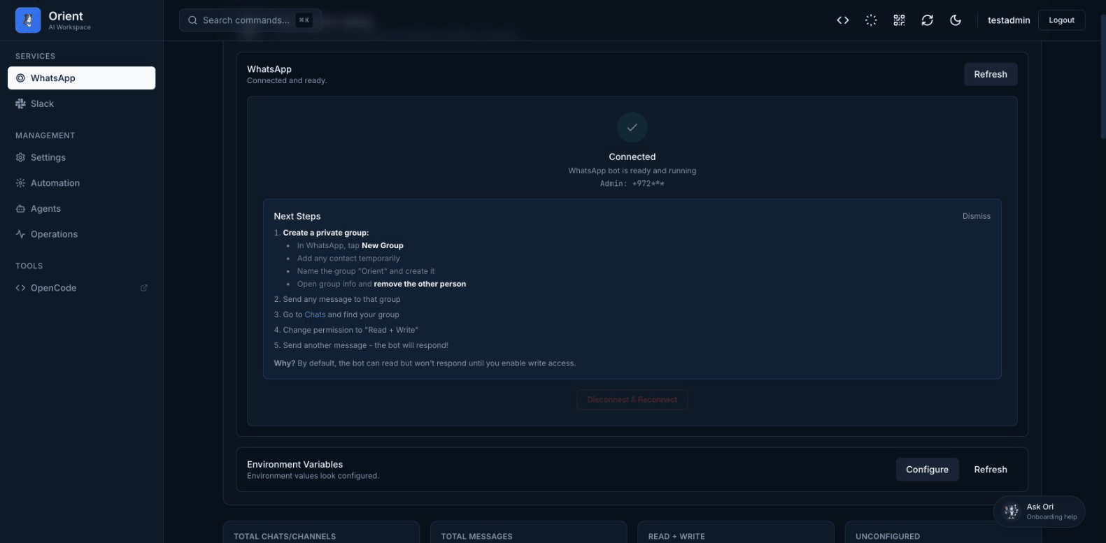 WhatsApp Dashboard Setup