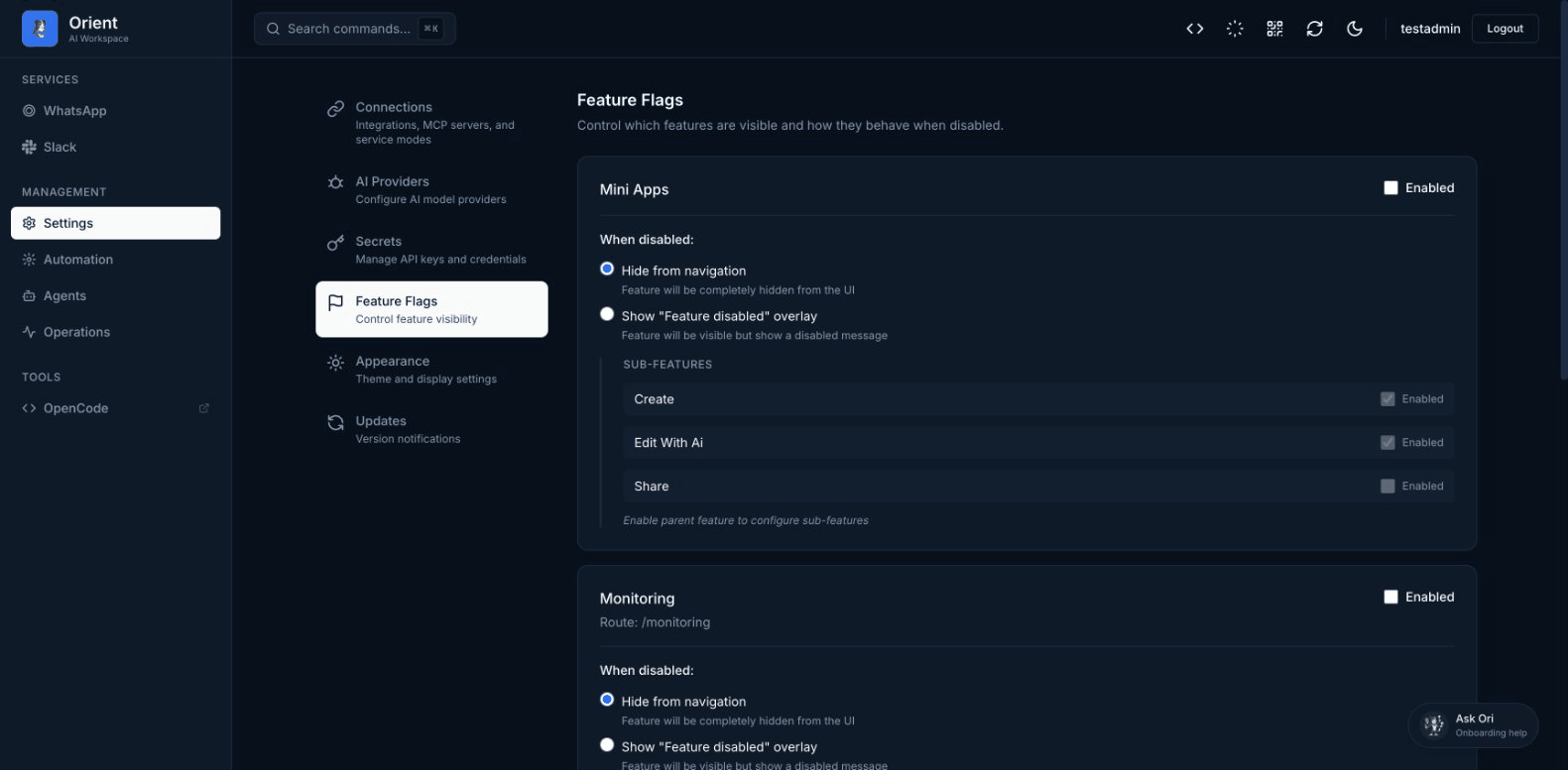 Feature Flags Settings